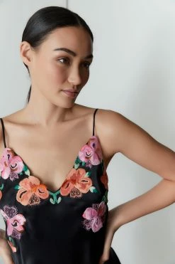 Peony Blossoms Embroidered Silk Chemise 11 Peony Blossoms Embroidered Silk Chemise -Natori Sales Shop M48030 BLK 5 98721.1616711783