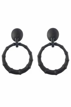 Acacia Wood Bamboo Drop Earrings