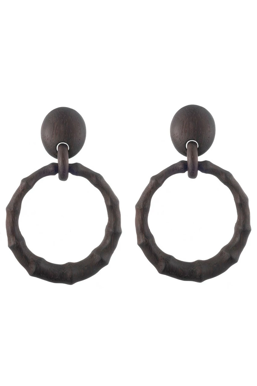 Acacia Wood Bamboo Drop Earrings 3 Acacia Wood Bamboo Drop Earrings - Image 3