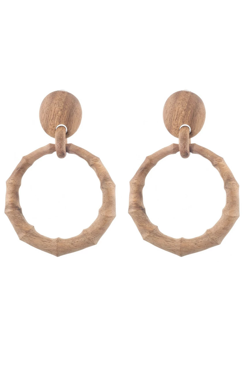 Acacia Wood Bamboo Drop Earrings 2 Acacia Wood Bamboo Drop Earrings - Image 2
