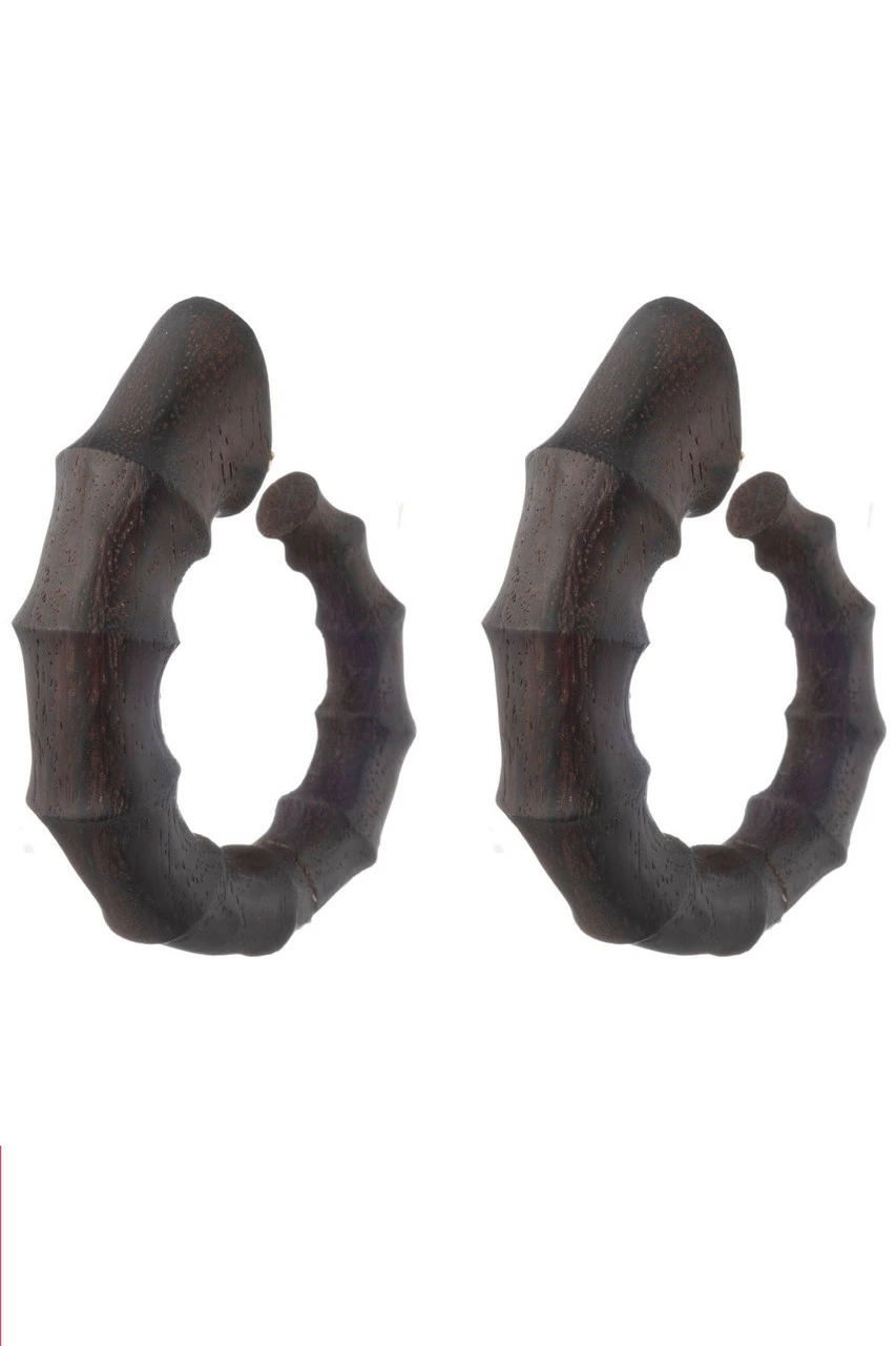 Acacia Wood Bamboo Earrings 2 Acacia Wood Bamboo Earrings - Image 2