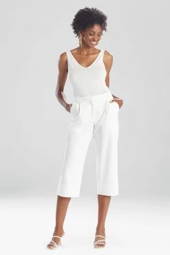 Stretch Cotton Blend Crop Pants -Natori Sales Shop M87026 WAW 1 26927.1616615547