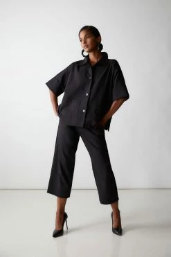 Stretch Cotton Blend Crop Jacket -Natori Sales Shop M89126 BLK 6 80948.1617057276