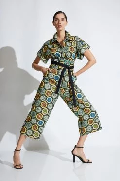 Mitsu Printed Cotton Sateen Crop Jumpsuit 9 Mitsu Printed Cotton Sateen Crop Jumpsuit -Natori Sales Shop MITSU PRINTED COTTON SATEEN CROP JUMPSUIT Multi by Natori 2 49859.1663108560