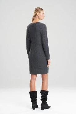 Mandalay Sweater Knit Dress -Natori Sales Shop Mandalay Sweater Knit Funnel Neck Dress Graphite by Natori 2 61145.1640826568