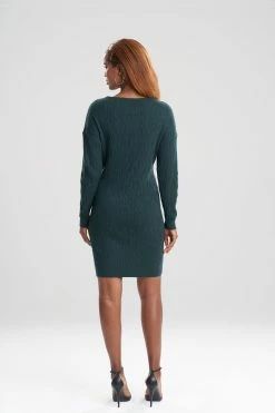 Mandalay Sweater Knit Dress -Natori Sales Shop Mandalay Sweater Knit Funnel Neck Dress Spruce by Natori 2 56875.1640826575