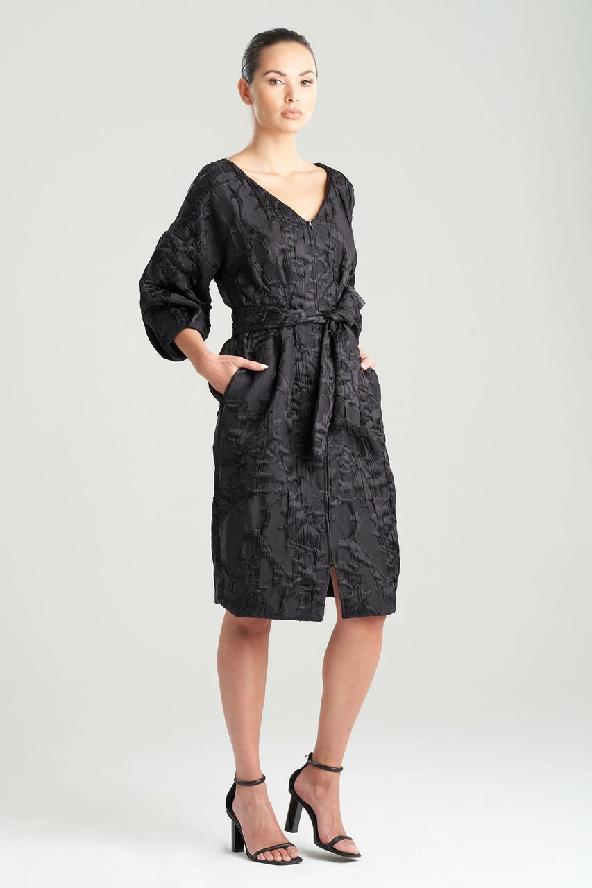 Matelassé Front Zip Belted Dress 1 Matelassé Front Zip Belted Dress