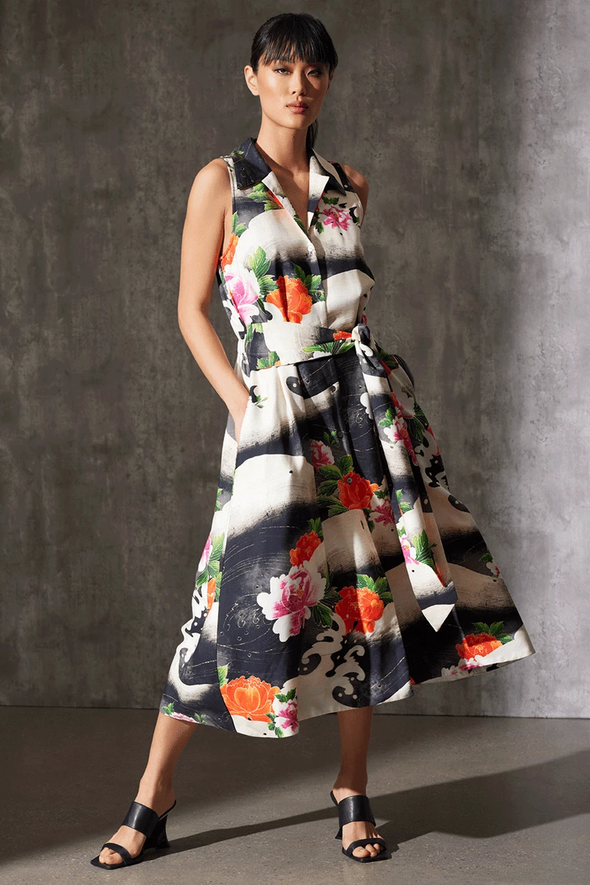 Mayumi Cotton Silk Belted Halter Shirtdress 4 Mayumi Cotton Silk Belted Halter Shirtdress - Image 4