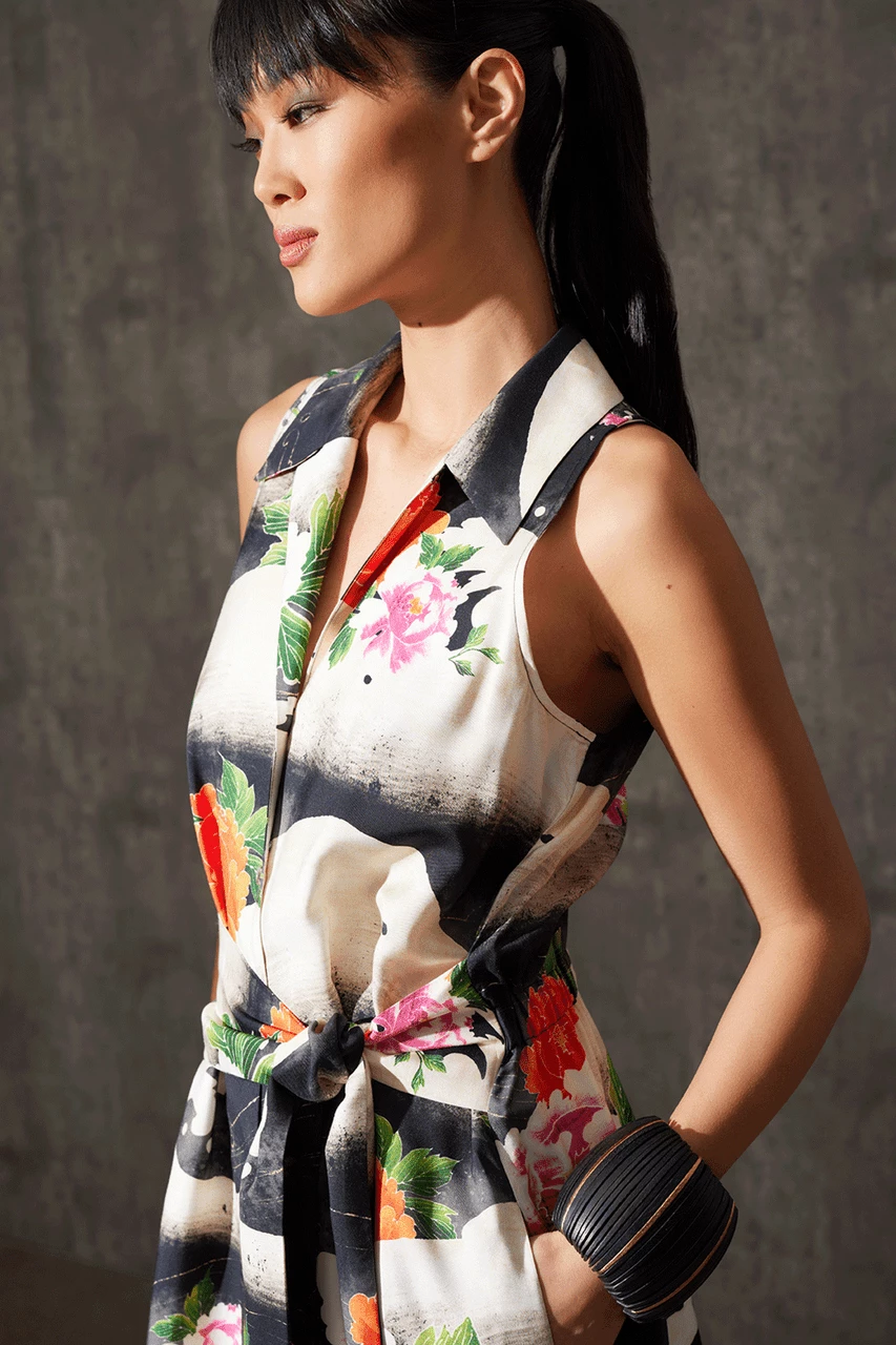 Mayumi Cotton Silk Belted Halter Shirtdress 5 Mayumi Cotton Silk Belted Halter Shirtdress - Image 5