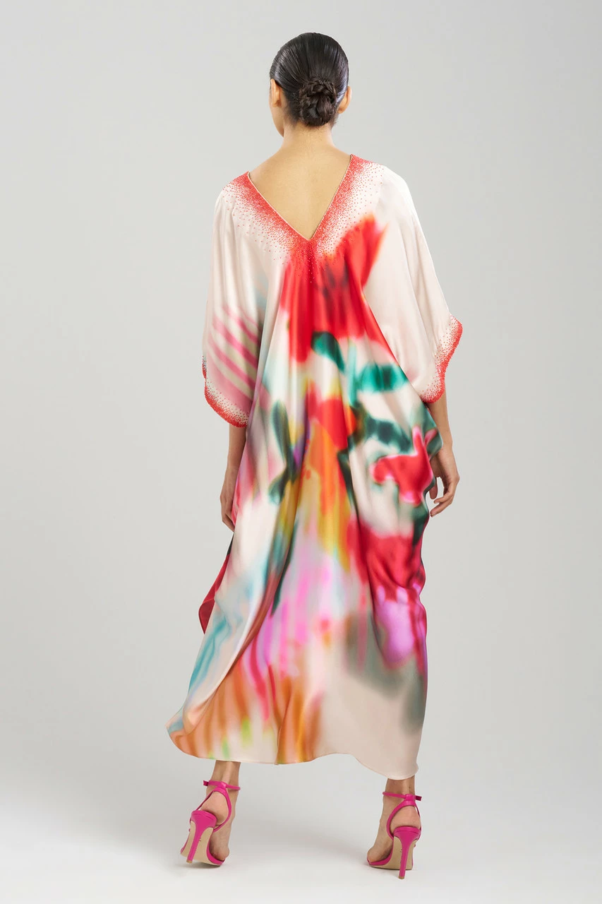 Melisande Beaded Cocoon Silk V-Neck Caftan 2 Melisande Beaded Cocoon Silk V-Neck Caftan - Image 2