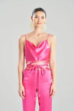 Minako Embroidery Obi Silk Belt -Natori Sales Shop Minako Embroidery Silk Obi Belt Pink Sapphire by JN 01764.1668700174