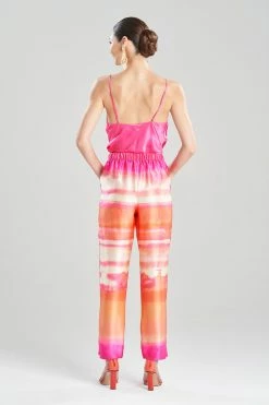 Minako Tapered Pull On Silk Pants -Natori Sales Shop Minako Pull On Silk Pants Pink Sapphire by JN 2 25327.1668701507