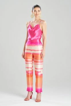 Minako Tapered Pull On Silk Pants -Natori Sales Shop Minako Pull On Silk Pants Pink Sapphire by JN 18798.1668701505