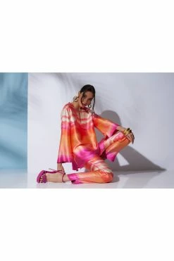 Minako Silk Tunic -Natori Sales Shop Minako Silk Tunic Minako Silk Tapered Pants Pink Sapphire by JN 15817.1671043977