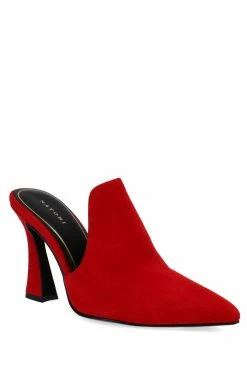 Minh Suede Heel Mule 80 Minh Suede Heel Mule -Natori Sales Shop Minh Suede Heel Mule Brocade Red by Natori 3 54157.1663905774
