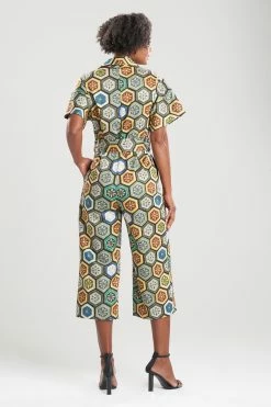 Natori Sales Shop -Natori Sales Shop Mitsu Printed Cotton Sateen Crop Jumpsuit Multi by Natori 2 18012.1662567912
