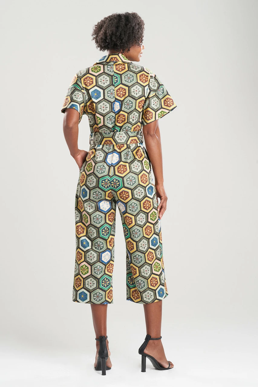 Mitsu Printed Cotton Sateen Crop Jumpsuit 2 Mitsu Printed Cotton Sateen Crop Jumpsuit - Image 2
