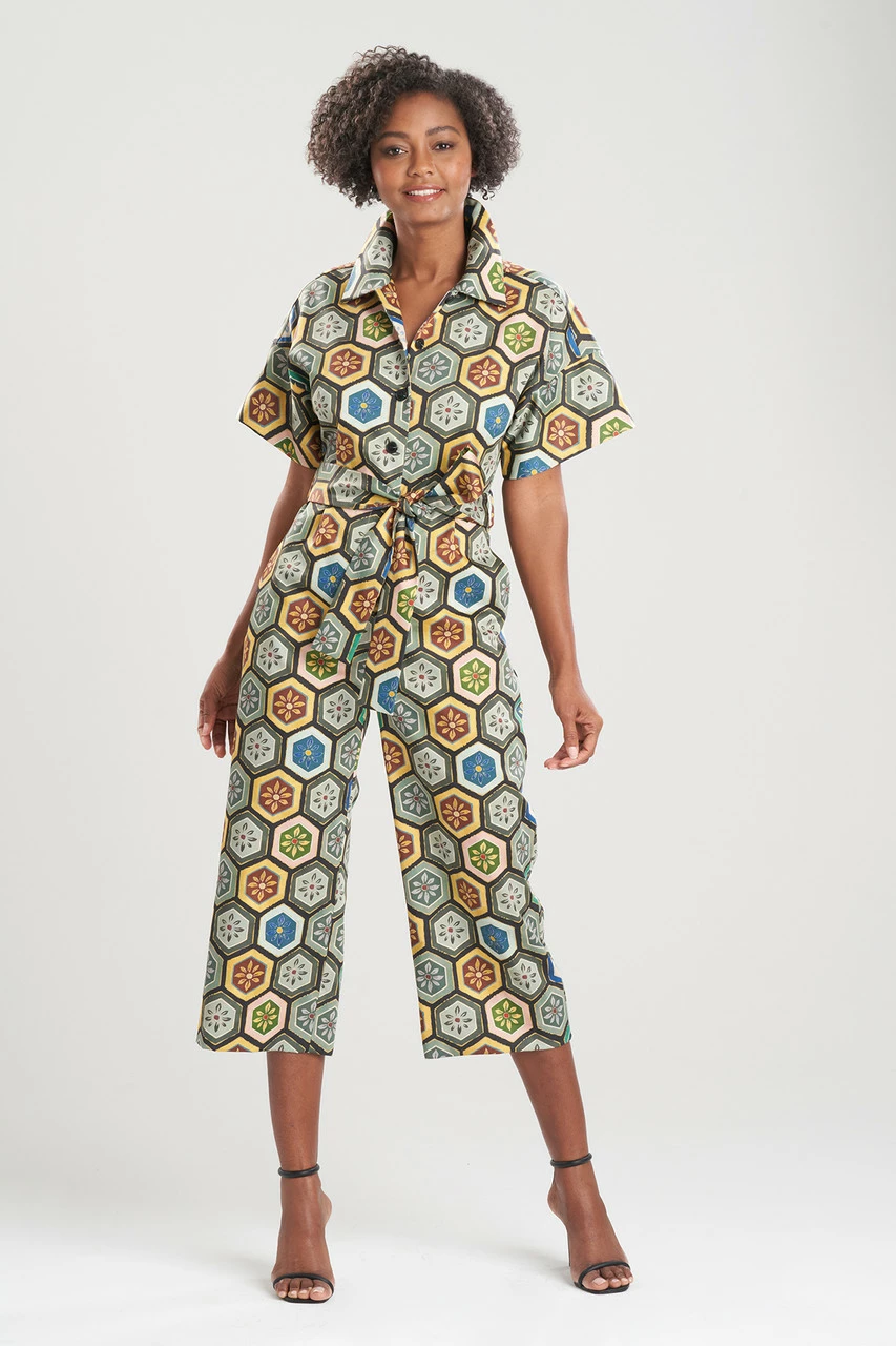 Mitsu Printed Cotton Sateen Crop Jumpsuit 1 Mitsu Printed Cotton Sateen Crop Jumpsuit