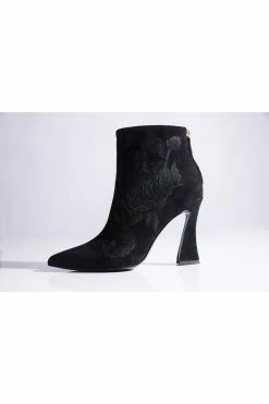 Mitsu Shugo Embroidery Square Heel Ankle Boot -Natori Sales Shop Mitsu Shugo Embroidery Square Heel Ankle Boot Black by Natori 2 33816.1662048551