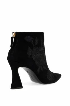 Mitsu Shugo Embroidery Square Heel Ankle Boot -Natori Sales Shop Mitsu Shugo Embroidery Square Heel Ankle Boot Black by Natori 2 95430.1663904609