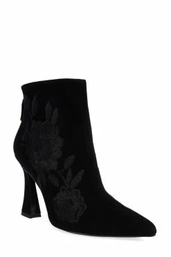 Mitsu Shugo Embroidery Square Heel Ankle Boot -Natori Sales Shop Mitsu Shugo Embroidery Square Heel Ankle Boot Black by Natori 3 24765.1677175215