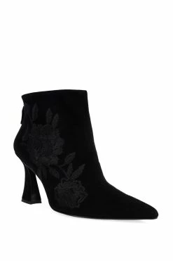 Mitsu Shugo Embroidery Square Heel Ankle Boot -Natori Sales Shop Mitsu Shugo Embroidery Square Heel Ankle Boot Black by Natori 3 25307.1663904611