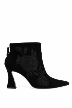 Mitsu Shugo Embroidery Square Heel Ankle Boot -Natori Sales Shop Mitsu Shugo Embroidery Square Heel Ankle Boot Black by Natori 4 55709.1663904613