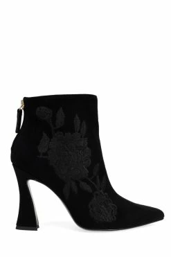 Mitsu Shugo Embroidery Square Heel Ankle Boot -Natori Sales Shop Mitsu Shugo Embroidery Square Heel Ankle Boot Black by Natori 5 54279.1663904605