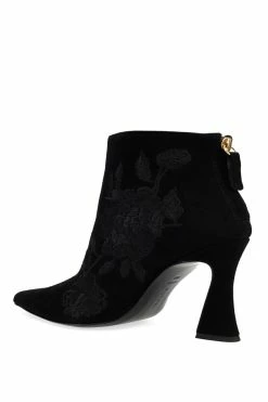 Mitsu Shugo Embroidery Square Heel Ankle Boot -Natori Sales Shop Mitsu Shugo Embroidery Square Heel Ankle Boot Black by Natori 5 67044.1663904616