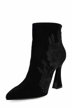 Mitsu Shugo Embroidery Square Heel Ankle Boot -Natori Sales Shop Mitsu Shugo Embroidery Square Heel Ankle Boot Black by Natori 64794.1675109711