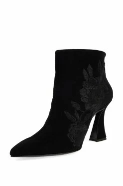Mitsu Shugo Embroidery Square Heel Ankle Boot -Natori Sales Shop Mitsu Shugo Embroidery Square Heel Ankle Boot Black by Natori 88552.1663904562