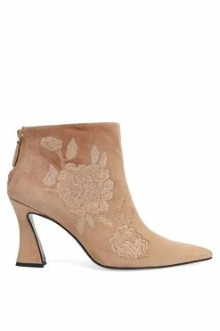Mitsu Shugo Embroidery Square Heel Ankle Boot -Natori Sales Shop Mitsu Shugo Embroidery Square Heel Ankle Boot Doe by Natori 4 55046.1663904546