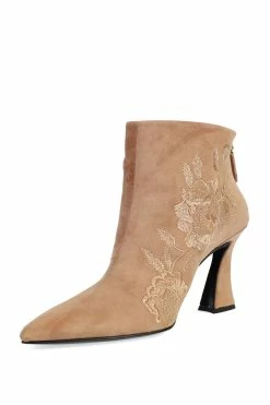 Mitsu Shugo Embroidery Square Heel Ankle Boot -Natori Sales Shop Mitsu Shugo Embroidery Square Heel Ankle Boot Doe by Natori 11208.1663904533