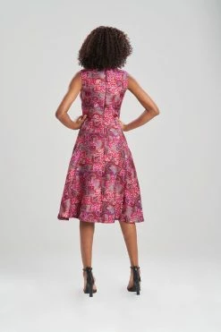 Mosaic Jacquard Fit & Flare Dress -Natori Sales Shop Mosiac Jacquard Fit Glare Dress Hyacinth by Natori 2 65939.1640825862