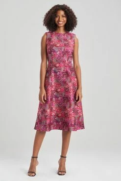 Mosaic Jacquard Fit & Flare Dress