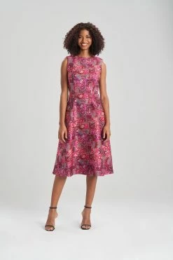 Mosaic Jacquard Fit & Flare Dress -Natori Sales Shop Mosiac Jacquard Fit Glare Dress Hyacinth by Natori 42006.1640825856