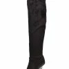 Natsu Satin Embroidered Dragon Stretch Over The Knee Boot