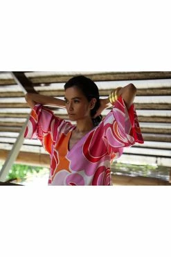 Nami Caftan -Natori Sales Shop Nami Caftan Pink White by Natori 39624.1678913277