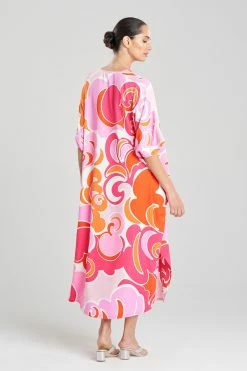 Nami Zip Caftan -Natori Sales Shop Nami Zip Caftan Pink White by Natori 2 21941.1675197580