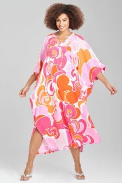 Nami Zip Caftan -Natori Sales Shop Nami Zip Caftan Pink White by Natori 3 01977.1675197581