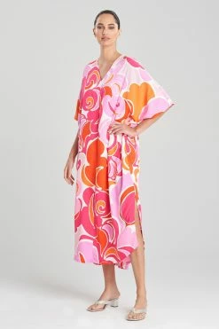 Nami Zip Caftan -Natori Sales Shop Nami Zip Caftan Pink White by Natori 34831.1675197579