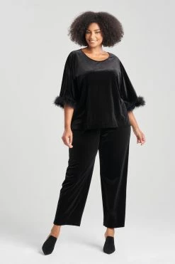 Natalie Feather Trim Pullover PJ 7 Natalie Feather Trim Pullover PJ -Natori Sales Shop Natalie Feather Trim Pullover PJ Black by Natori 3 92337.1662668678