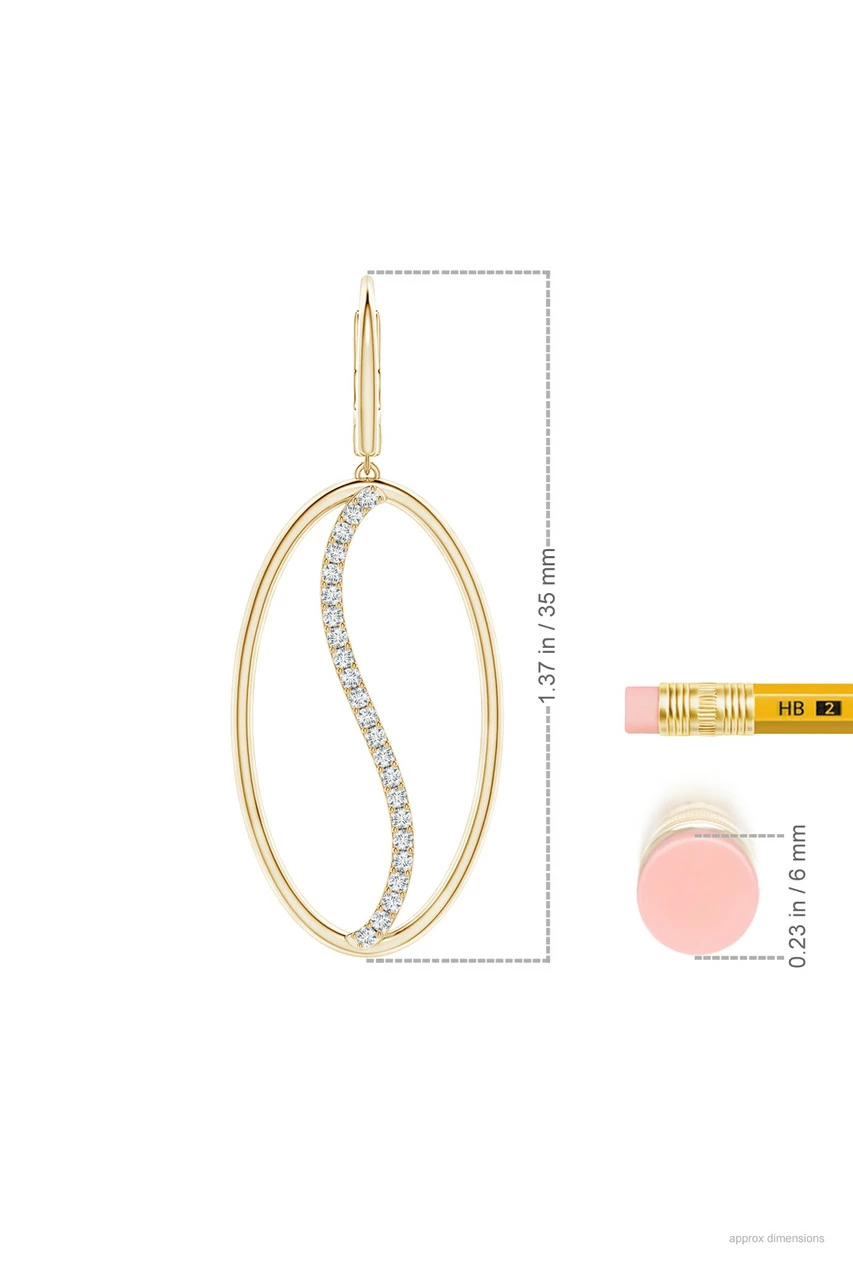 Shangri-La Elliptical Yin-Yang 14K-Gold And Diamond Large Leverback Earrings 3 Shangri-La Elliptical Yin-Yang 14K-Gold And Diamond Large Leverback Earrings - Image 3