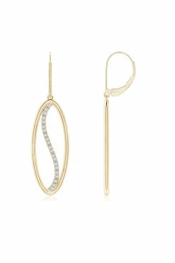 Shangri-La Elliptical Yin-Yang 14K Gold And Diamond Medium Leverback Earrings