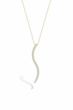 Shangri-La Brushstroke 14k Gold And Diamond Medium Pendant Necklace -Natori Sales Shop Natori x Angara Shangri la Brush Stroke Diamond Shangri la Pendant Yellow Gold by Natori 3 14092.1628692548