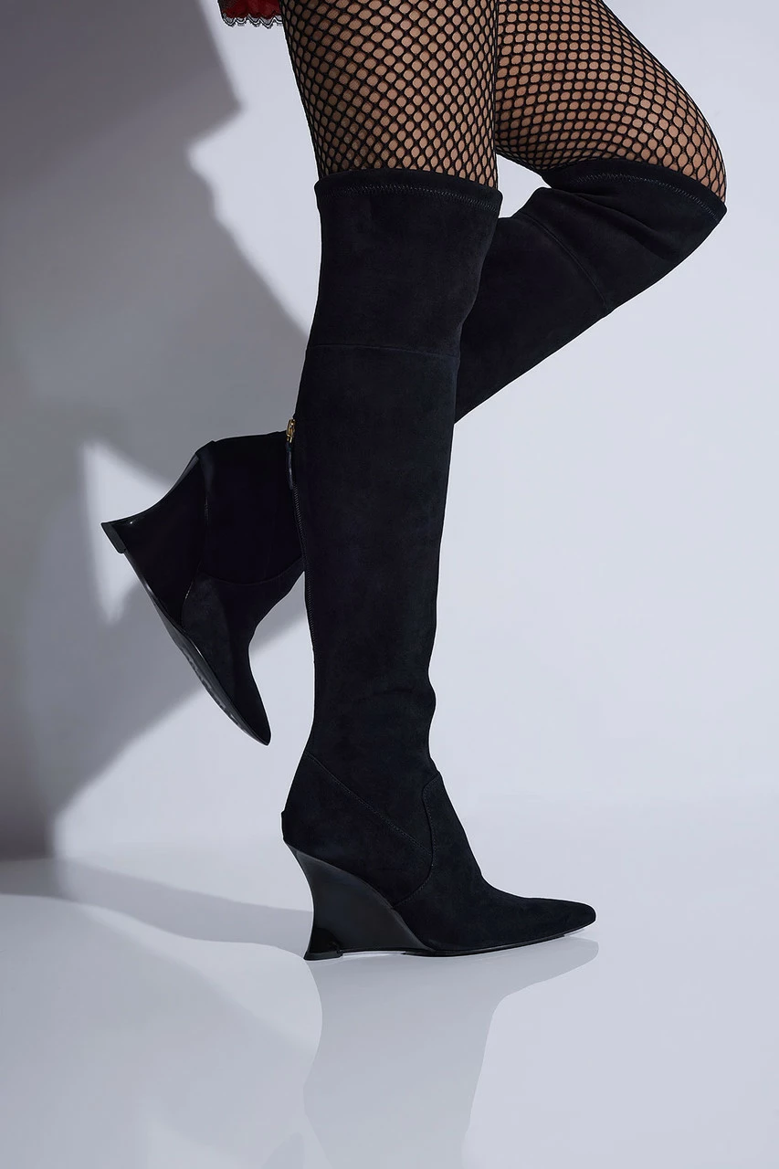 Natsu Stretch Suede Over The Knee Wedge Boot 12 Natsu Stretch Suede Over The Knee Wedge Boot - Image 12
