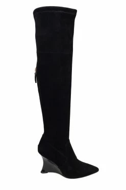 Natsu Stretch Suede Over The Knee Wedge Boot 21 Natsu Stretch Suede Over The Knee Wedge Boot -Natori Sales Shop Natsu Stretch Suede Over the Knee Wedge Boot Black by Natori 4 16354.1663903148