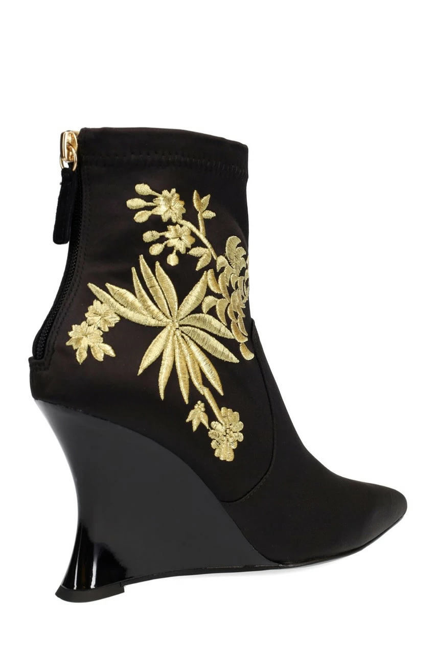 Neko Satin Embroidery Wedge Ankle Boot 2 Neko Satin Embroidery Wedge Ankle Boot - Image 2