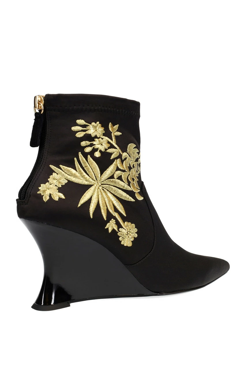 Neko Satin Embroidery Wedge Ankle Boot 7 Neko Satin Embroidery Wedge Ankle Boot - Image 7