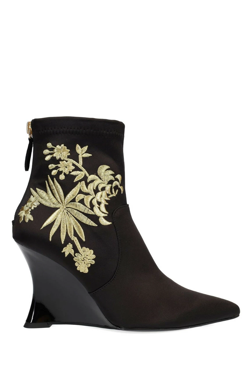 Neko Satin Embroidery Wedge Ankle Boot 4 Neko Satin Embroidery Wedge Ankle Boot - Image 4